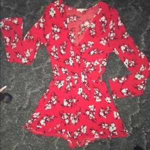 Red Floral Romper